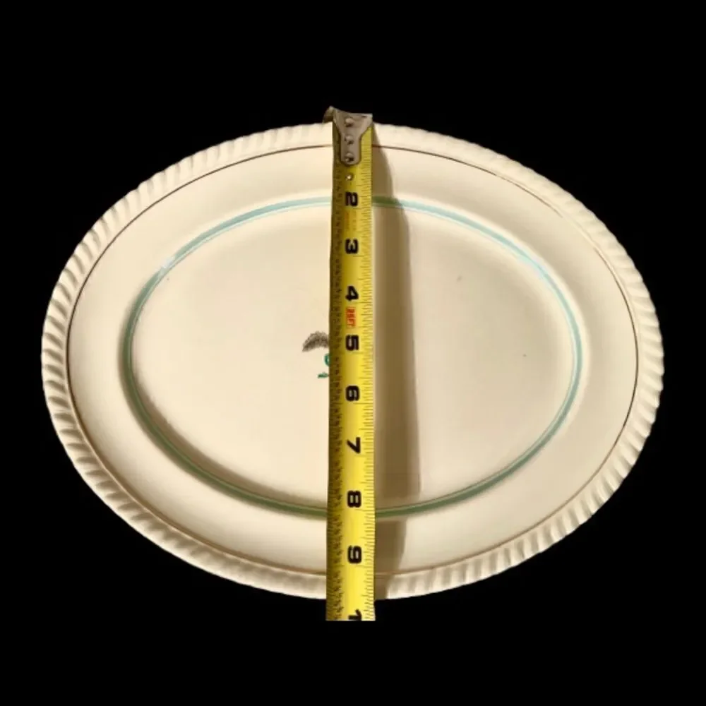 Vintage Johnson Bros Old English Rimmed Oval Platter Feather Fleur Du Lis